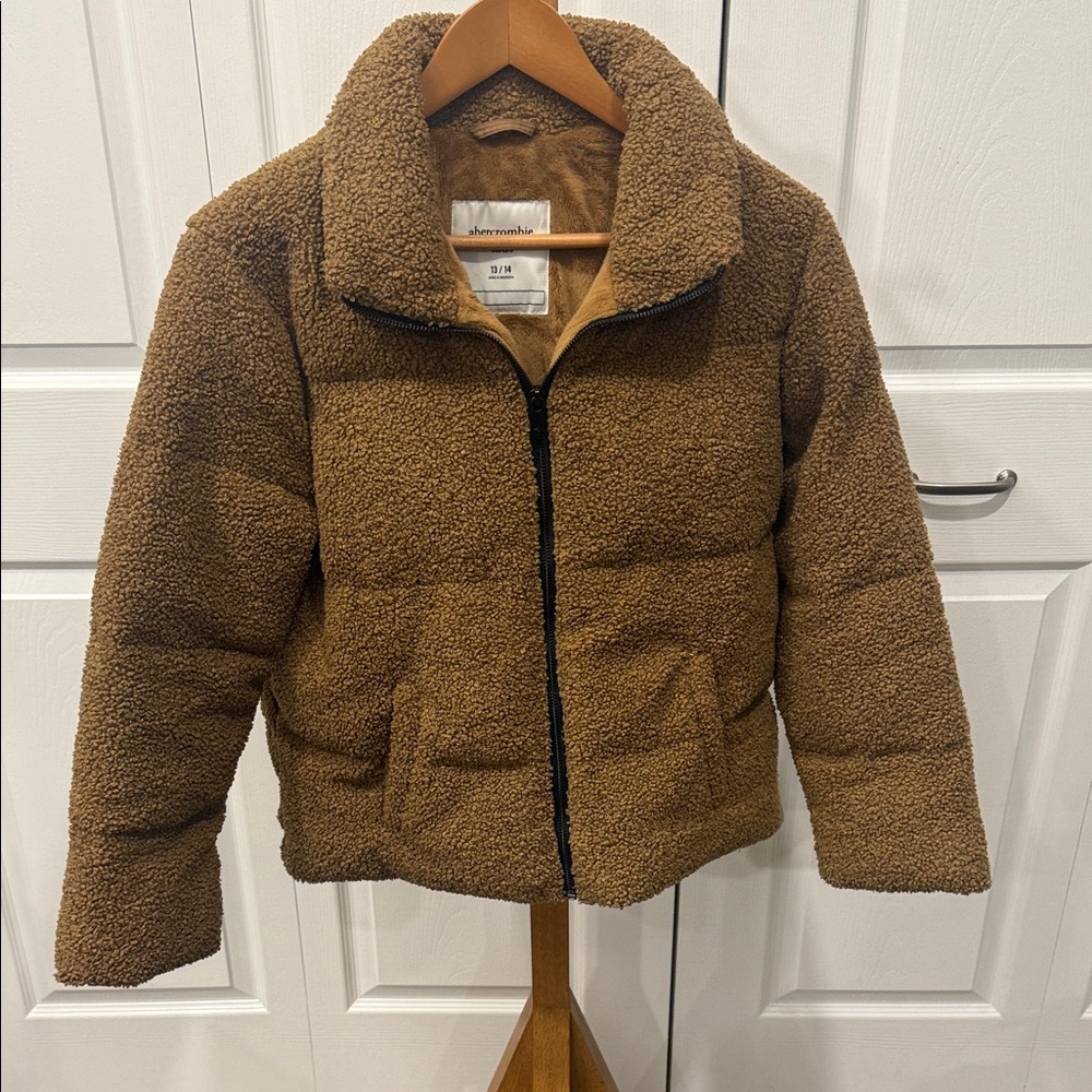 Abercrombie Kids Tan Sherpa Puffer Jacket
